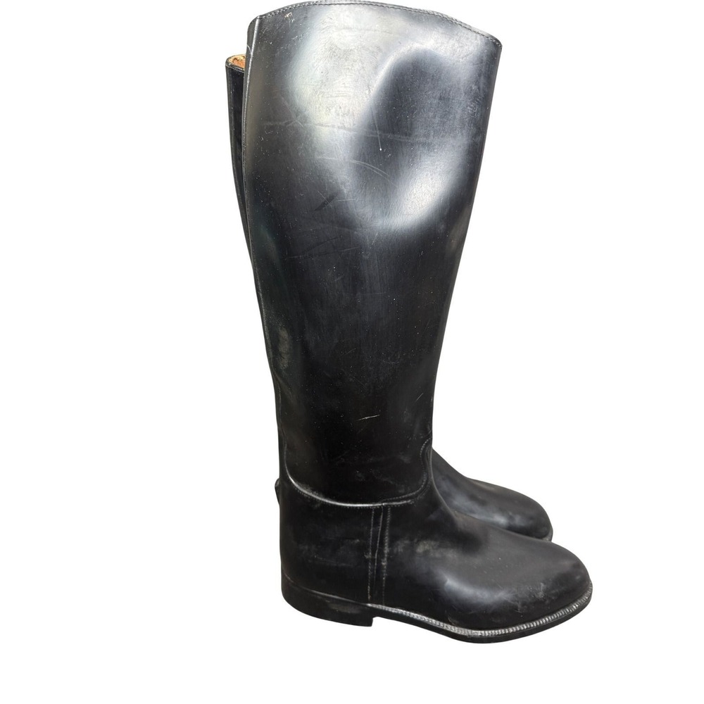 Aigle Saumur Black Rubber Tall Riding Boots Made in France Women Size 41 7